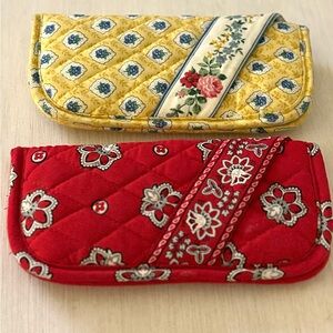Vera Bradley Red and Yellow Quilted Floral Cosmetic Cases